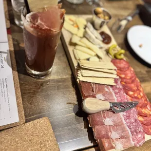Bloody Mary &amp; small chef select cheese board.