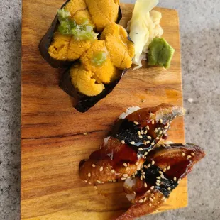 Uni and unagi nigiri