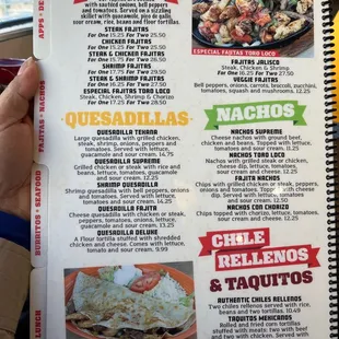 a menu for a mexican restaurant