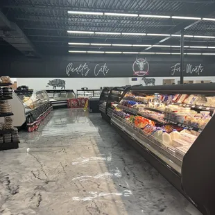 a view of the refrigerated meat section