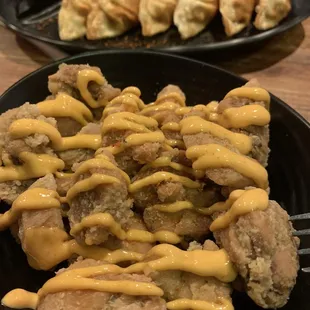 Chicken Karaage and Beef Gyoza