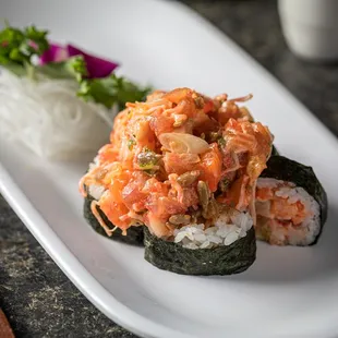 a plate of food on a table