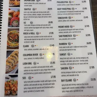 Menu so many different choices