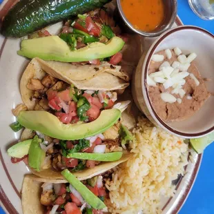 Fish tacos; beautiful!  But BEWARE of the nuclear-hot sauce!