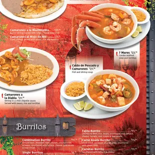 the menu for the restaurant