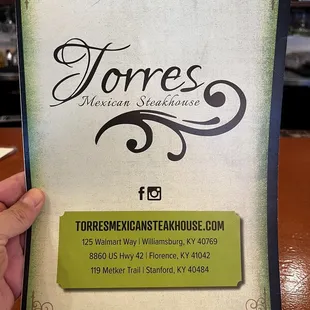 Menu cover