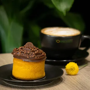 Carrot cake with melted brigadeiro on top