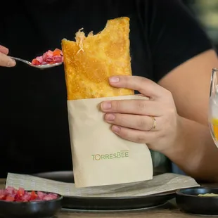 Brazilian Fried Pastry with chicken