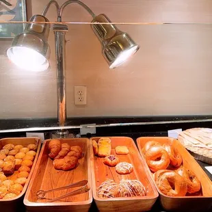 a variety of pastries on display