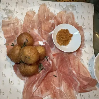 ITALIAN AND AMERICAN HAMS WITH ZEPPOLE