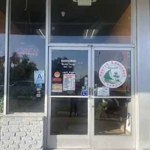the front door of a restaurant