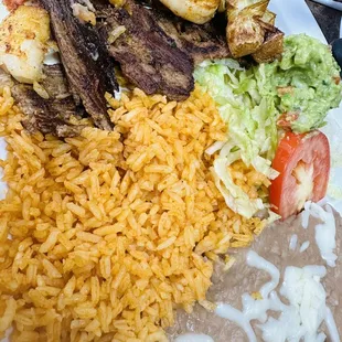 Carne Asada Plate (with shrimp added)