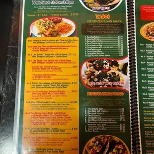 a menu for a mexican restaurant