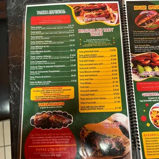 a menu for a mexican restaurant