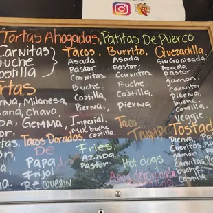 Menu though no prices
