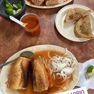 two plates of food on a table