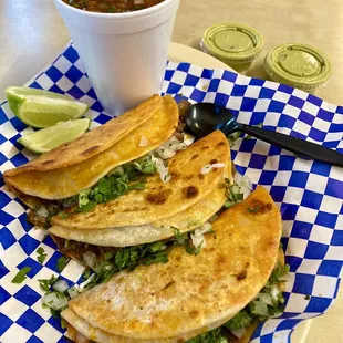3 birria de chivo tacos (comes w/ consommé)