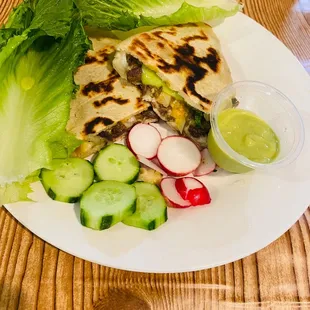 a tortilla and lettuce