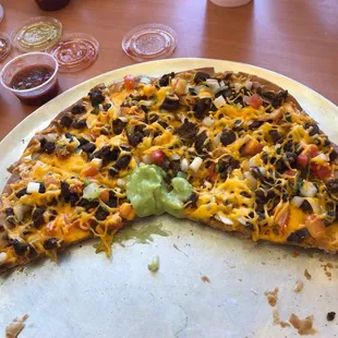 Mexican pizza with carne asada