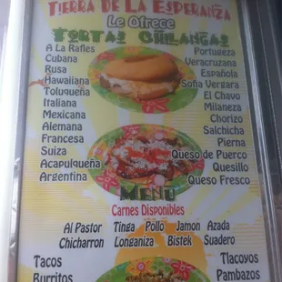 Menu on truck-soo many tortas!!!