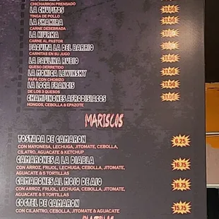 Menu as of May 14, 2022