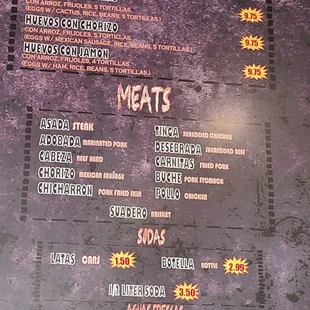 Menu as of May 14, 2022
