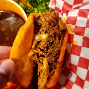 Birria taco packed full of meat!