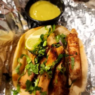 Chicken Street Taco w/green sauce.
