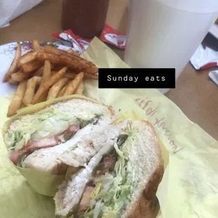 Vegetarian torta, side of fries and jamaica.