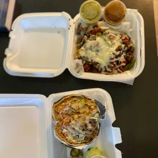 Asada y chorizo Alambre and asada burrito grande.