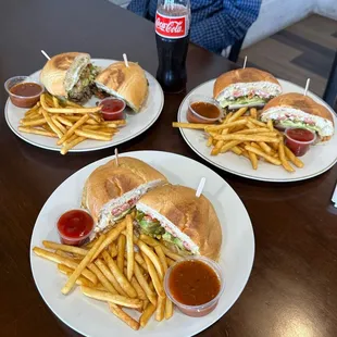 two plates of food on a table