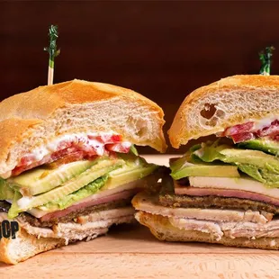 Our most popular Torta - The Cubana: Pork, ham, breaded steak, cheese, avocado, jalapeño, tomato, &amp; mayo.