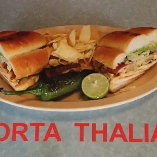 a plate with a sandwich and chips