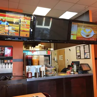 the inside of a fast food restaurant