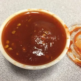 This is the best hot sauce ever: great flavor and extra hot.  I always order extra.
