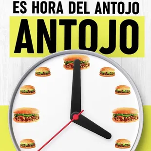 a clock with hamburgers on it