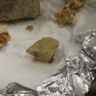 Potato from a breakfast burrito