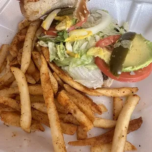 a sandwich and french fries