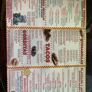 Menu as of March 2021.