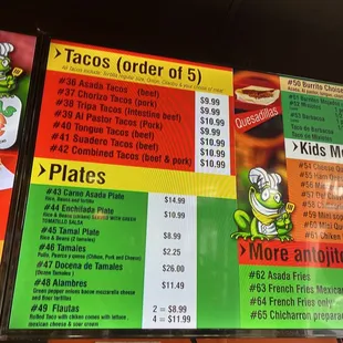 menu