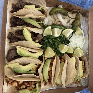 Loco Taco Tray: steak, chicken, and campechano