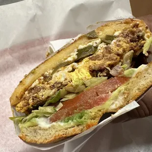 Breakfast torta chorizo and egg