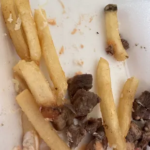 french fries and mushrooms