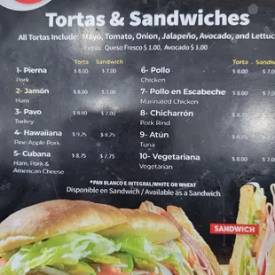 menu, sandwiches