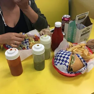 Mexican sandwiches and sauces.