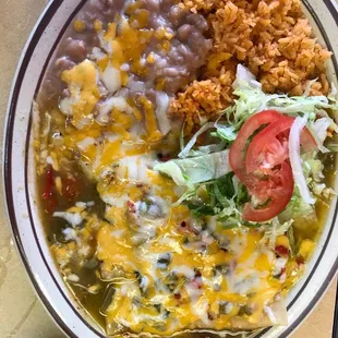 Cheese enchiladas and a chili relleno (they only had one left, so we shared it.