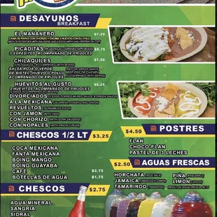 the menu for the restaurant