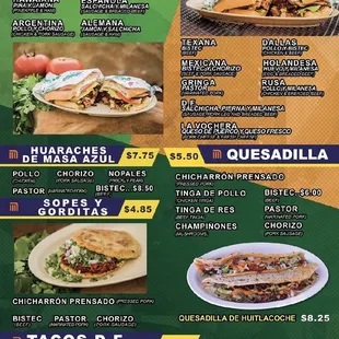 a menu for a mexican restaurant