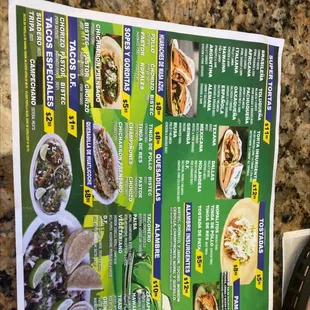 menu