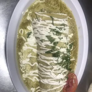 Wet green burrito Carme asadas